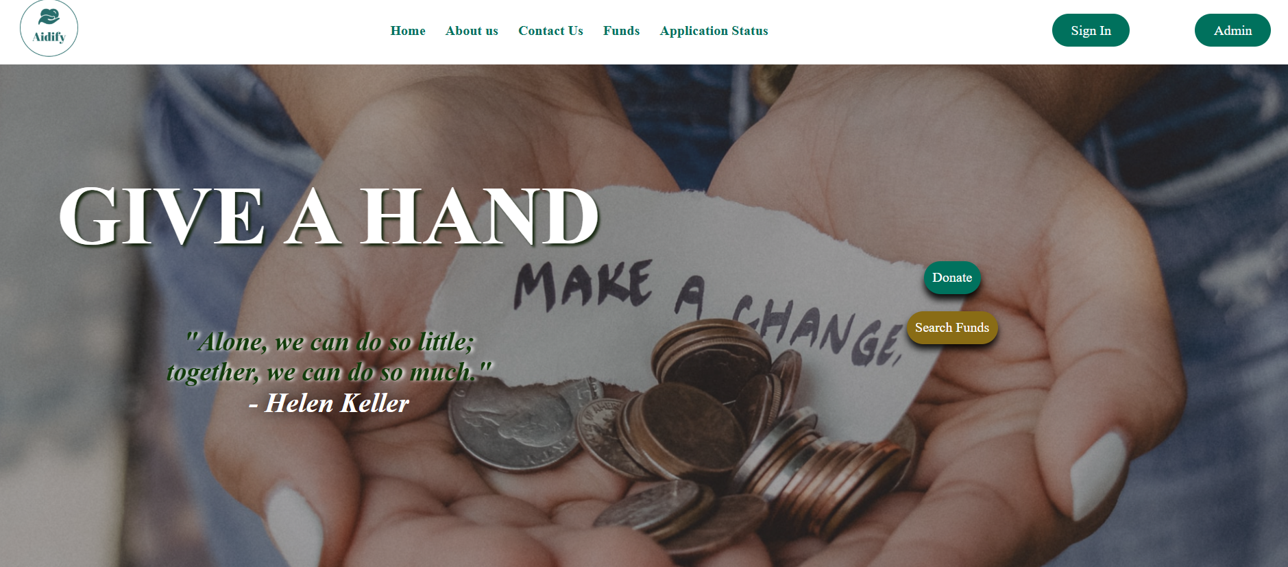 ScreenShot of the landing page 